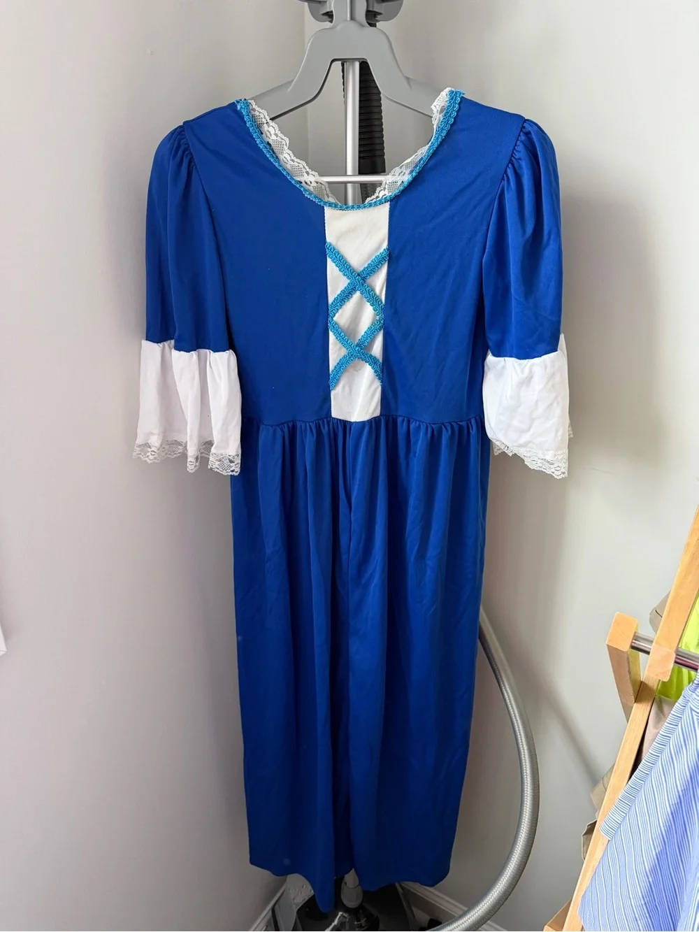 Blue and White Girls' Peasant Dress - Classic Costume Style